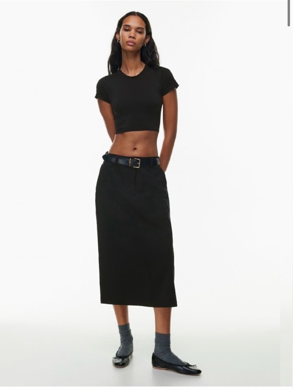 NWT! Aritzia Sunday Best Classic Black Midi Skirt size 8